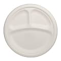 Karat Earth 9" Round 3-Compartment Bagasse Plates, Natural, Pack Of 500 Plates 1 thumbnail image