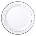 Amscan Plastic Plates With Trim, 7-1/2", White/Silver, Pack Of 20 Plates
