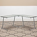 Flash Furniture 84"W Glass L-Shaped Corner Computer Desk With Metal Frame, Silver/Clear 1 thumbnail image