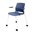 KFI Studios Imme Stack Chair With Arms And Caster Base, Navy/White