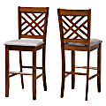 Baxton Studio Jason Bar Stools, Walnut/Gray, Set Of 2 Stools