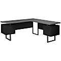 Monarch Specialties Dallas 71"W L-Shaped Computer Desk, Black/Gray 1 thumbnail image