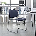Flash Furniture HERCULES Plastic Ultra-Compact Stack Chair, Navy/Silver