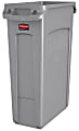 Rubbermaid® Plastic Trash Receptacle, Slim Jim, Rectangular, 23 Gallons, Gray