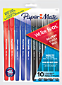 Paper Mate Write Bros. Ballpoint Stick Pens, Medium Point, 1.0 mm, Assorted Barrel Colors, Assorted Ink Colors, Pack Of 10 Pens 1 thumbnail image