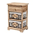 Baxton Studio Madra 1-Drawer Nightstand With Baskets, 22"H x 14-5/8"W x 10-5/8"D, Oak Brown