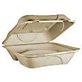 World Centric Fiber Hinged Containers, 3 Compartment, Natural, Carton Of 300 Containers 1 thumbnail image