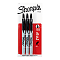 Sharpie® Retractable Permanent Markers, Fine Point, Black, Pack Of 3 Markers