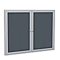 Ghent 2 Door Enclosed Fabric Bulletin Board, Satin Aluminum Frame, 36"H x 48"W, Gray 1 thumbnail image