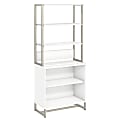 kathy ireland® Office by Bush Business Furniture Method Bookcase with Hutch, White, Premium Installation