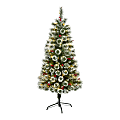 Nearly Natural Frosted Swiss Pine Artificial Christmas Tree, 5'