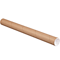 Office Depot® Brand Kraft Mailing Tubes With Plastic Endcaps, 2" x 12", Pack Of 50