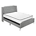Monarch Specialties Dwight Queen Bed, 88-1/4”L x 66-1/4”W x 66-1/4”D, Gray/Chrome 1 thumbnail image