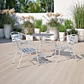 Flash Furniture Lila 352-lb Capacity Aluminum Indoor/Outdoor Restaurant Stack Chairs With Triple-Slat Back, Gray, Set Of 4 Chairs 1 thumbnail image