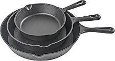 Commercial Chef 3-Piece Cast Iron Skillet Set, Black