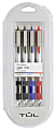 TUL® GL Series Retractable Gel Pens, Bold Point, 1.0 mm, Silver Barrel, Assorted Inks, Pack Of 4 Pens