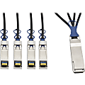 Tripp Lite 40GbE QSFP+ to 10GbE SFP+ Passive Copper Breakout Cable QSFP-4SFP10G-CU1M Compatible 1M 3', N28101MBK 1 thumbnail image
