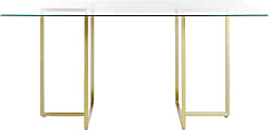 Eurostyle Legend Rectangle Dining Table, 30”H x 48”W x 29”D, Brushed Matte Gold/Clear