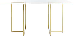 Eurostyle Legend Rectangle Dining Table, 30”H x 48”W x 29”D, Brushed Matte Gold/Clear 1 thumbnail image