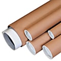 Partners Brand Kraft Mailing Tubes With Plastic Endcaps, 2 1/2" x 36", Pack Of 34