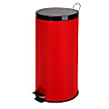 Honey-Can-Do Round Steel Step Trash Can With Bucket, 7.9 Gallons, 25"H x 11 1/2"W x 11 1/2"D, Ruby Red