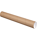 Office Depot® Brand Kraft Mailing Tubes With Plastic Endcaps, 3" x 24", Pack Of 24