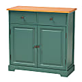 Baxton Studio Garner 28"W 2-Drawer Kitchen Cabinet, Turquoise/Oak Brown 1 thumbnail image