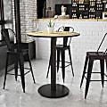 Flash Furniture Round Laminate Table Top With Round Bar Height Table Base, 43-3/16”H x 36”W x 36”D, Natural