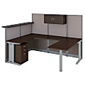 Bush Business Furniture Office in an Hour U Shaped Reception Desk with Storage, Mocha Cherry, Premium Installation