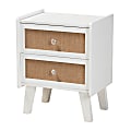 Baxton Studio Balta 2-Drawer Nightstand, 19-3/4"H x 15-3/4"W x 11-13/16"D, Oak Brown/White