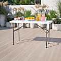 Flash Furniture Plastic Folding Table, 29"H x 24"W x 48"D, White/Gray 1 thumbnail image