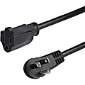 StarTech.com 3 ft Flat Extension Cord - NEMA 5-15R to NEMA Right-Angle 5-15P Power Cable - Low Profile Extension Cord - Right Angle Power Cord 1 thumbnail image