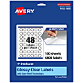 Avery® Glossy Permanent Labels With Sure Feed®, 94606-CGF100, Starburst, 1", Clear, Pack Of 4,800 1 thumbnail image