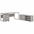 Bush® Business Furniture Hybrid 72"W x 30"D Computer Table Desk With Storage And Mobile File Cabinet, Platinum Gray, Standard Delivery