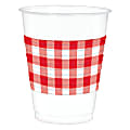 Amscan Plastic Cups, 16 Oz, Summer Picnic Gingham, Set Of 50 Cups