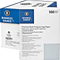 Business Source Premium Printer & Copy Paper, White, Letter (8.5" x 11"), 200000 Sheets Per Pallet, 20 Lb, 92 Brightness, Case Of 10 Reams