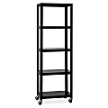 Lorell® Steel Mobile Series Bookcase, 4-Shelf, 6'H, Black
