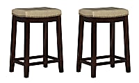 Linon Walker Counter Stools, Beige/Dark Brown, Set Of 2 Stools