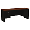 WorkPro® Modular 72"W x 24"D Double Pedestal Desk, Black/Walnut