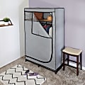 Honey Can Do Portable Wardrobe Closet With Cover And Shelf, 69”H x 18”W x 46”D, Gray 1 thumbnail image