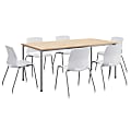 KFI Studios Dailey Table Set With 6 Poly Chairs, Natural/Silver Table/White Chairs 1 thumbnail image