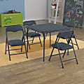 Flash Furniture Kids Colorful Folding Table And 4 Chairs, Navy