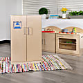 Flash Furniture Children's Wooden Kitchen Refrigerator, 34-1/2”H x 20-1/4”W x 15”D, Natural