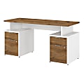 Bush Business Furniture Jamestown Desk With 4 Drawers, 60"W, Fresh Walnut/White, Standard Delivery
