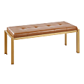 LumiSource Fuji Contemporary Faux Leather Bench, Camel/Gold