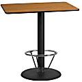 Flash Furniture Laminate Rectangular Table Top With Round Bar-Height Table Base And Foot Ring, 43-1/8"H x 24"W x 42"D, Natural/Black