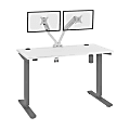 Bestar Upstand Electric 48"W Standing Desk With Dual Monitor Arm, White
