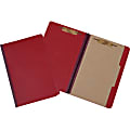 SKILCRAFT Pressboard Classification Folder, 4-Part, Legal Size, Red (AbilityOne), Pack Of 10