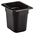 Cambro Camwear GN 1/8 Size 6" Food Pans, 6”H x 4-1/4”W x 6-5/16”D, Black, Set Of 6 Pans