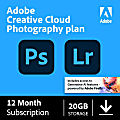 Adobe Creative Cloud Photography Plan, 1 YR Subscription, Mac/Windows/IOS, Download